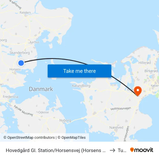 Hovedgård Gl. Station/Horsensvej (Horsens Kom) to Tune map