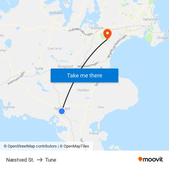 Næstved St. to Tune map
