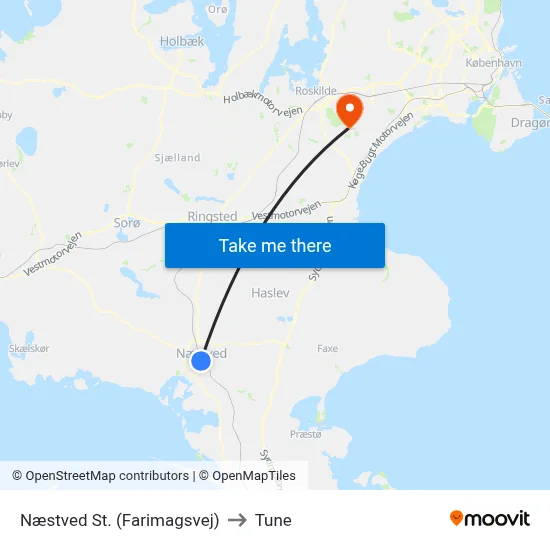 Næstved St. (Farimagsvej) to Tune map