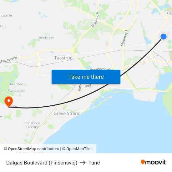 Dalgas Boulevard (Finsensvej) to Tune map