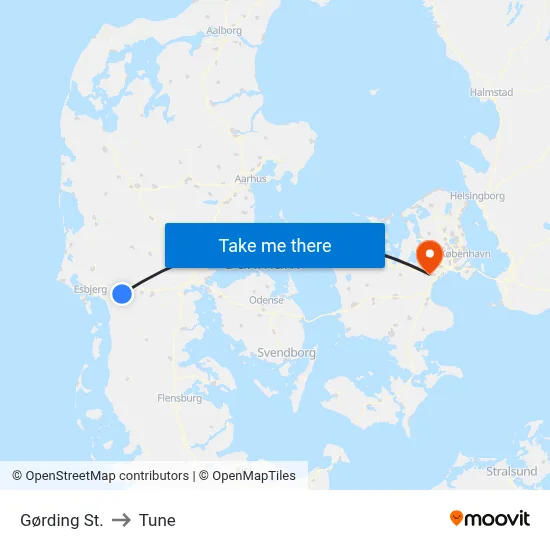 Gørding St. to Tune map