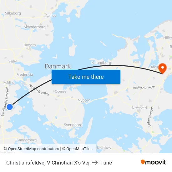 Christiansfeldvej V Christian X's Vej to Tune map