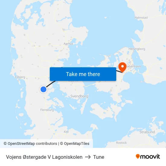 Vojens Østergade V Lagoniskolen to Tune map