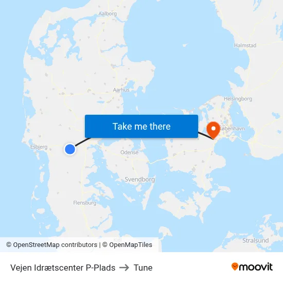 Vejen Idrætscenter P-Plads to Tune map