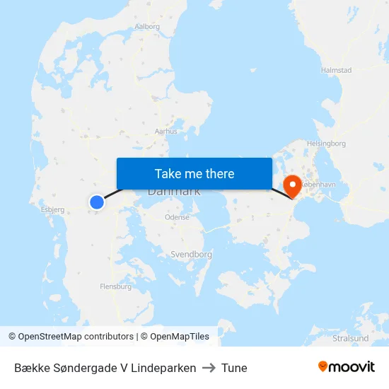 Bække Søndergade V Lindeparken to Tune map
