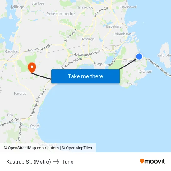 Kastrup St. (Metro) to Tune map