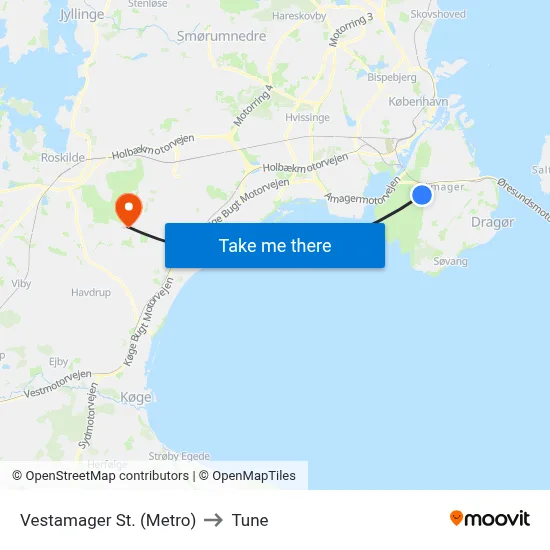 Vestamager St. (Metro) to Tune map
