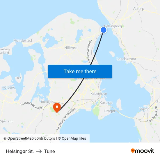 Helsingør St. to Tune map