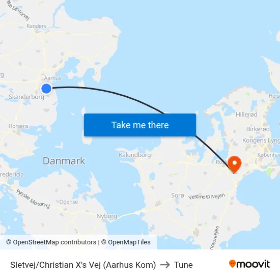 Sletvej/Christian X's Vej (Aarhus Kom) to Tune map