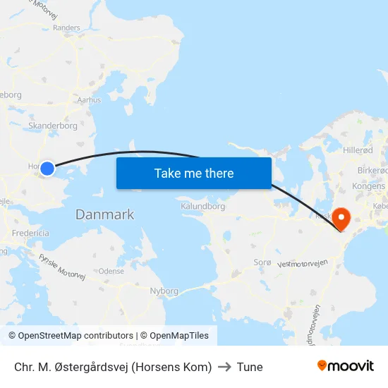 Chr. M. Østergårdsvej (Horsens Kom) to Tune map