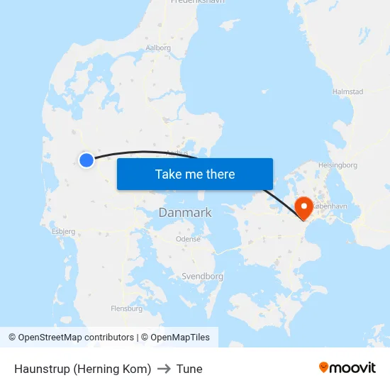Haunstrup (Herning Kom) to Tune map
