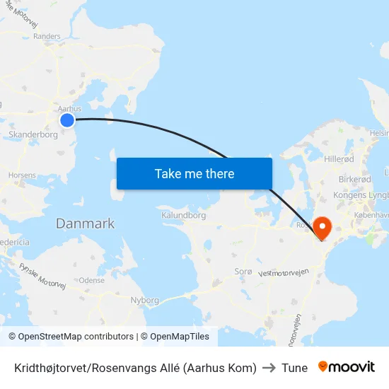 Kridthøjtorvet/Rosenvangs Allé (Aarhus Kom) to Tune map