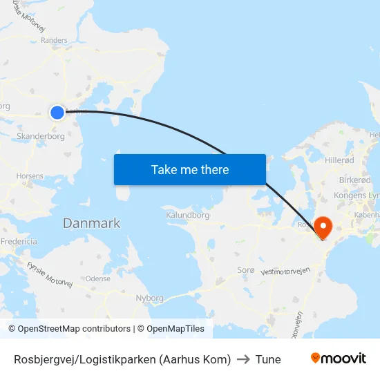 Rosbjergvej/Logistikparken (Aarhus Kom) to Tune map