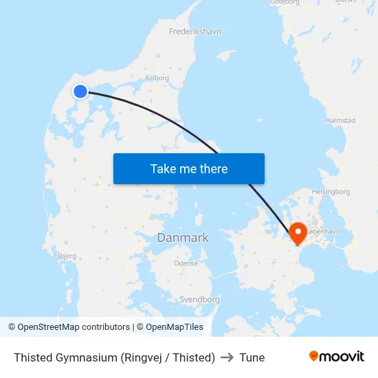 Thisted Gymnasium (Ringvej / Thisted) to Tune map