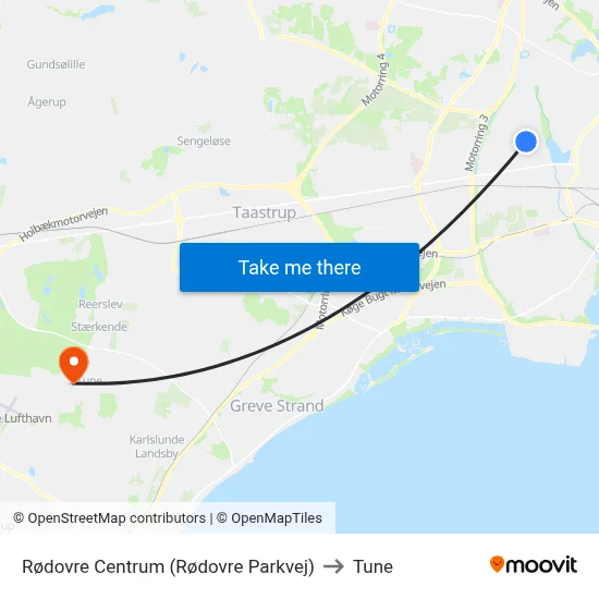 Rødovre Centrum (Rødovre Parkvej) to Tune map