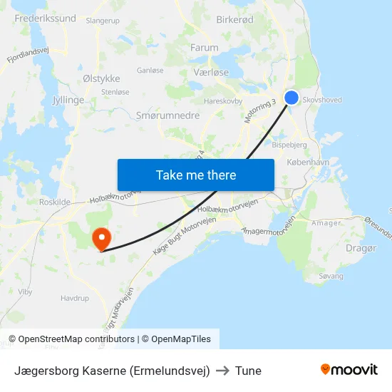 Jægersborg Kaserne (Ermelundsvej) to Tune map