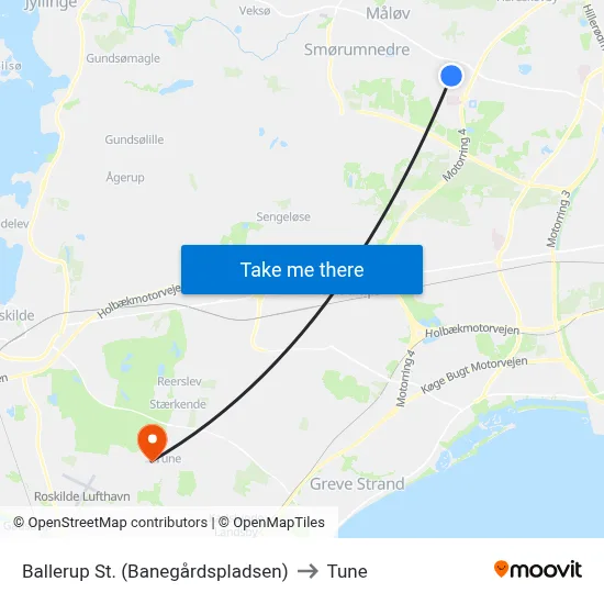 Ballerup St. (Banegårdspladsen) to Tune map