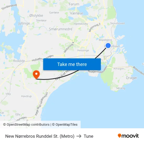 New Nørrebros Runddel St. (Metro) to Tune map