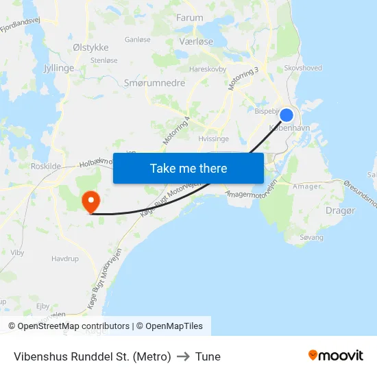 Vibenshus Runddel St. (Metro) to Tune map
