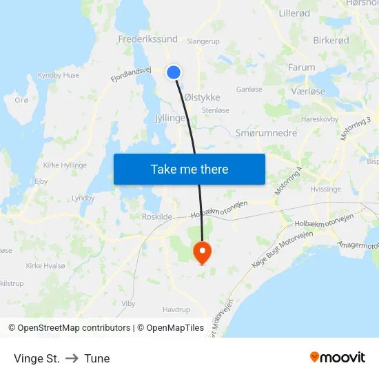 Vinge St. to Tune map