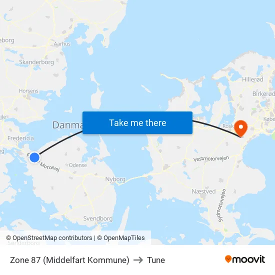 Zone 87 (Middelfart Kommune) to Tune map