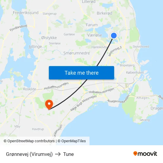 Grønnevej (Virumvej) to Tune map