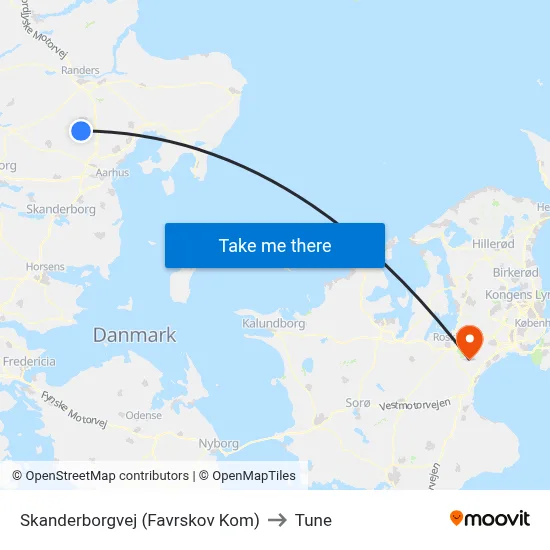 Skanderborgvej (Favrskov Kom) to Tune map