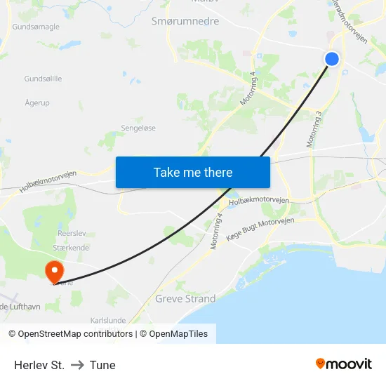 Herlev St. to Tune map