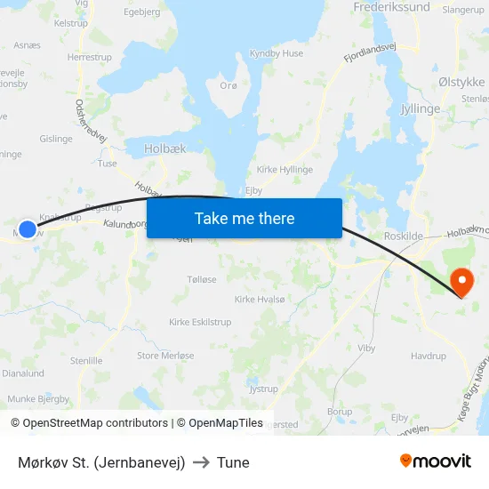 Mørkøv St. (Jernbanevej) to Tune map