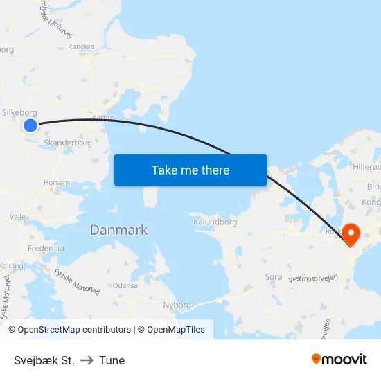 Svejbæk St. to Tune map
