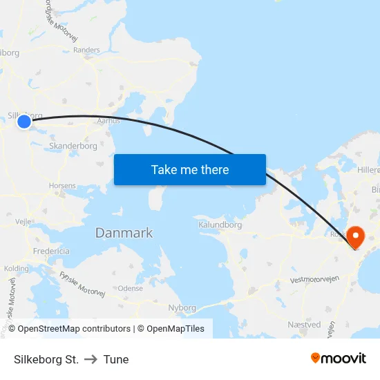 Silkeborg St. to Tune map