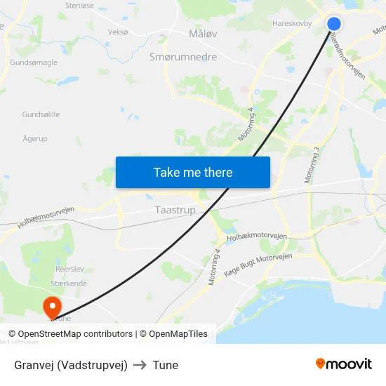 Granvej (Vadstrupvej) to Tune map