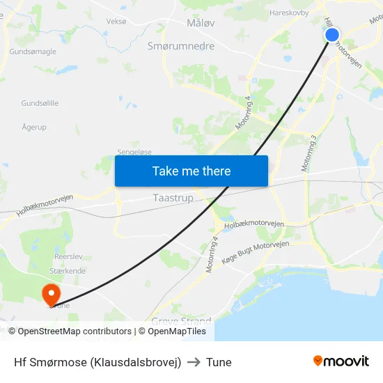 Hf Smørmose (Klausdalsbrovej) to Tune map