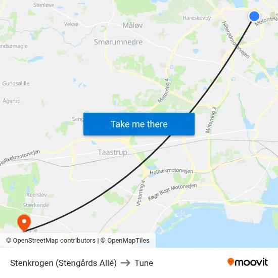 Stenkrogen (Stengårds Allé) to Tune map