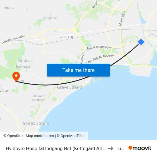Hvidovre Hospital Indgang Øst (Kettegård Allé) to Tune map