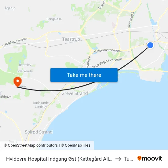 Hvidovre Hospital Indgang Øst (Kettegård Allé) to Tune map