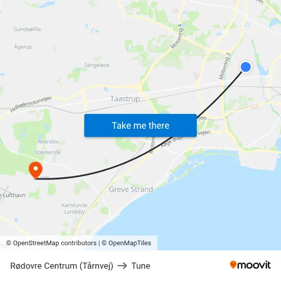 Rødovre Centrum (Tårnvej) to Tune map