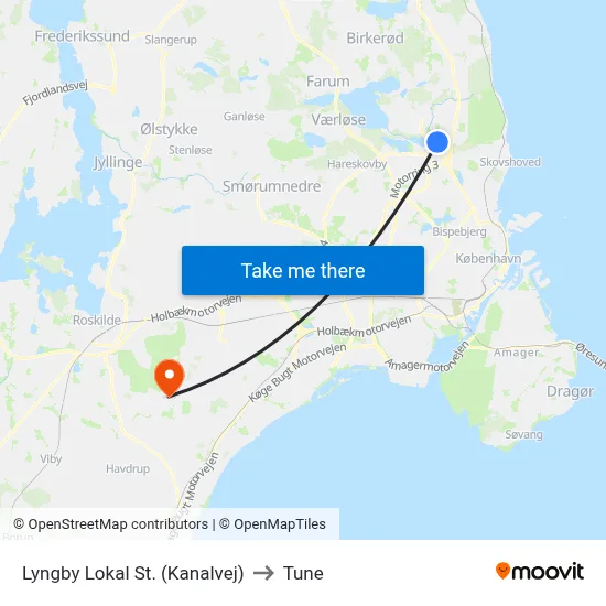 Lyngby Lokal St. (Kanalvej) to Tune map