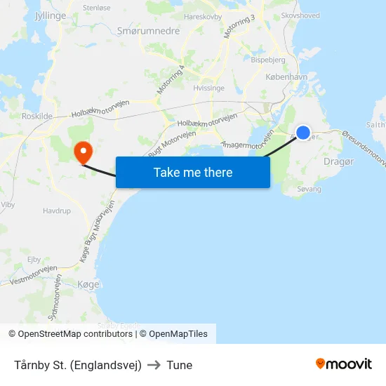 Tårnby St. (Englandsvej) to Tune map