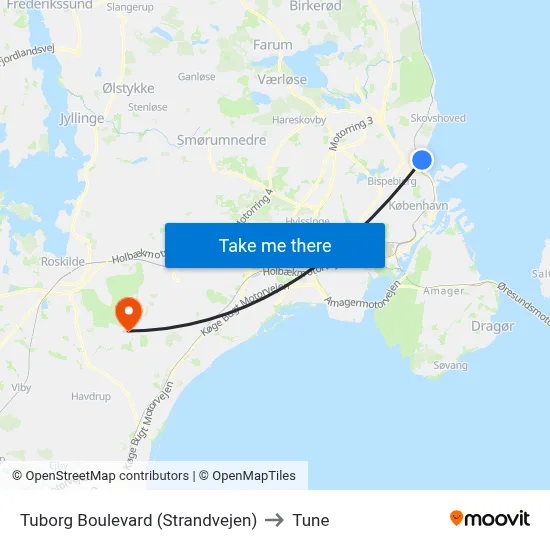 Tuborg Boulevard (Strandvejen) to Tune map