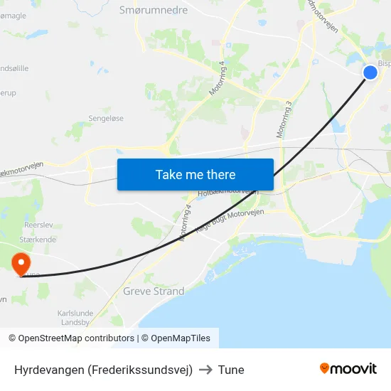 Hyrdevangen (Frederikssundsvej) to Tune map