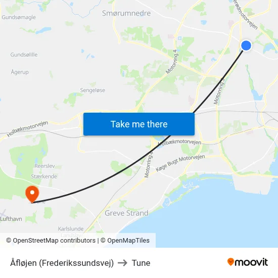 Åfløjen (Frederikssundsvej) to Tune map
