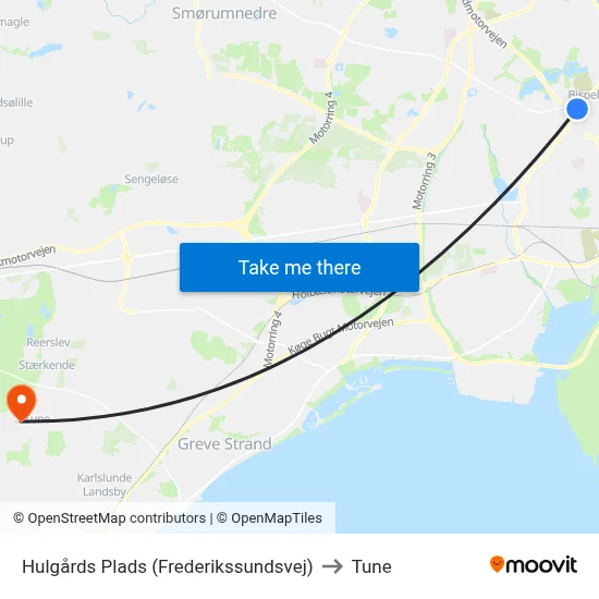 Hulgårds Plads (Frederikssundsvej) to Tune map