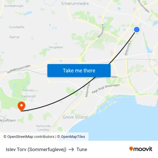 Islev Torv (Sommerfuglevej) to Tune map