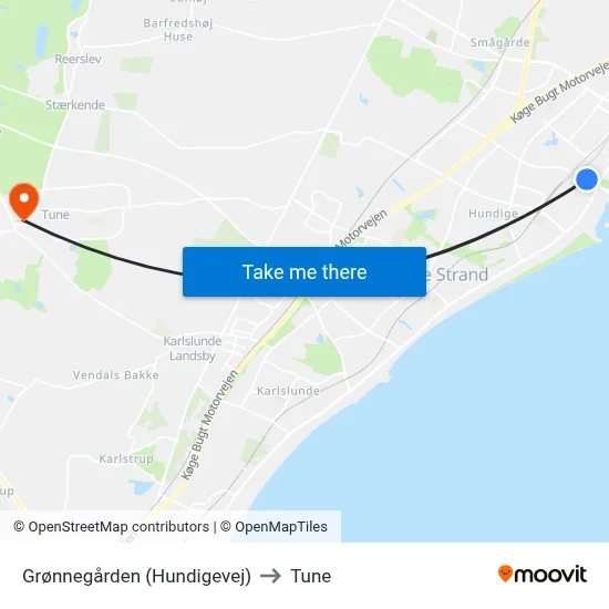 Grønnegården (Hundigevej) to Tune map