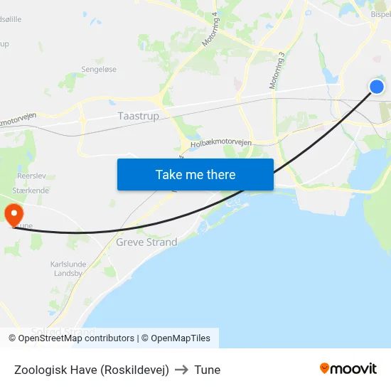 Zoologisk Have (Roskildevej) to Tune map