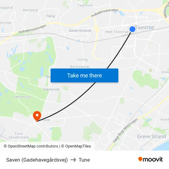 Saven (Gadehavegårdsvej) to Tune map