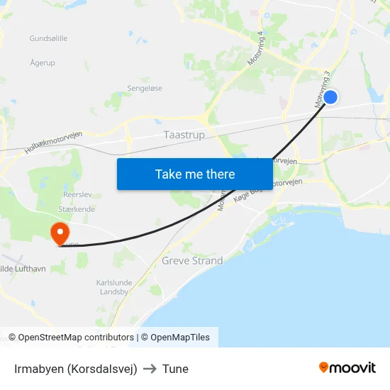 Irmabyen (Korsdalsvej) to Tune map