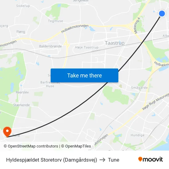 Hyldespjældet Storetorv (Damgårdsvej) to Tune map