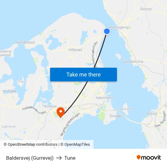 Baldersvej (Gurrevej) to Tune map